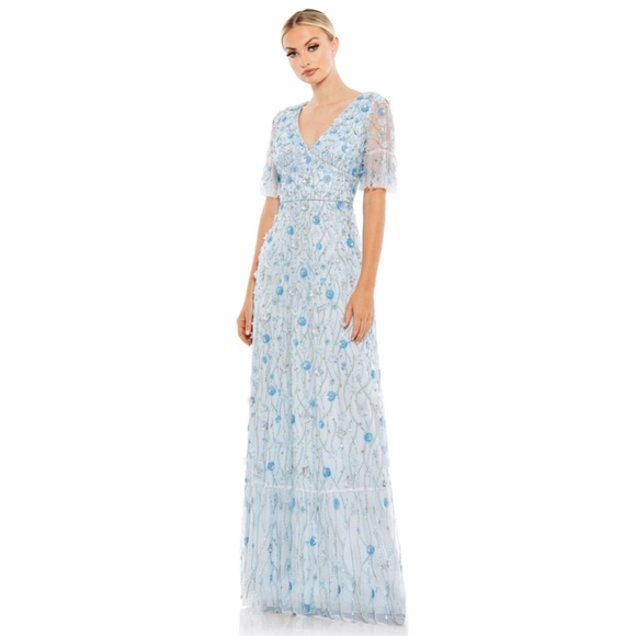 Mac Duggal Dresses & Skirts - Mac Duggal Light Blue Embroidered Dress 12